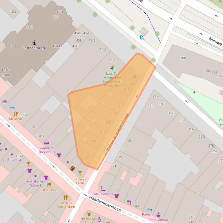 Kaart van postcodegebied 1013GK.