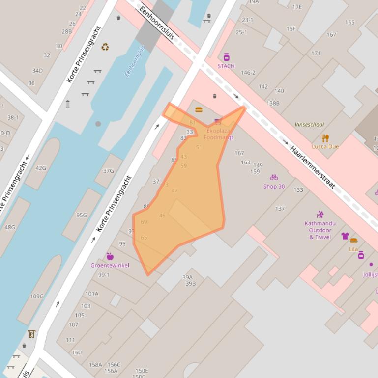 Kaart van postcodegebied 1013GP.