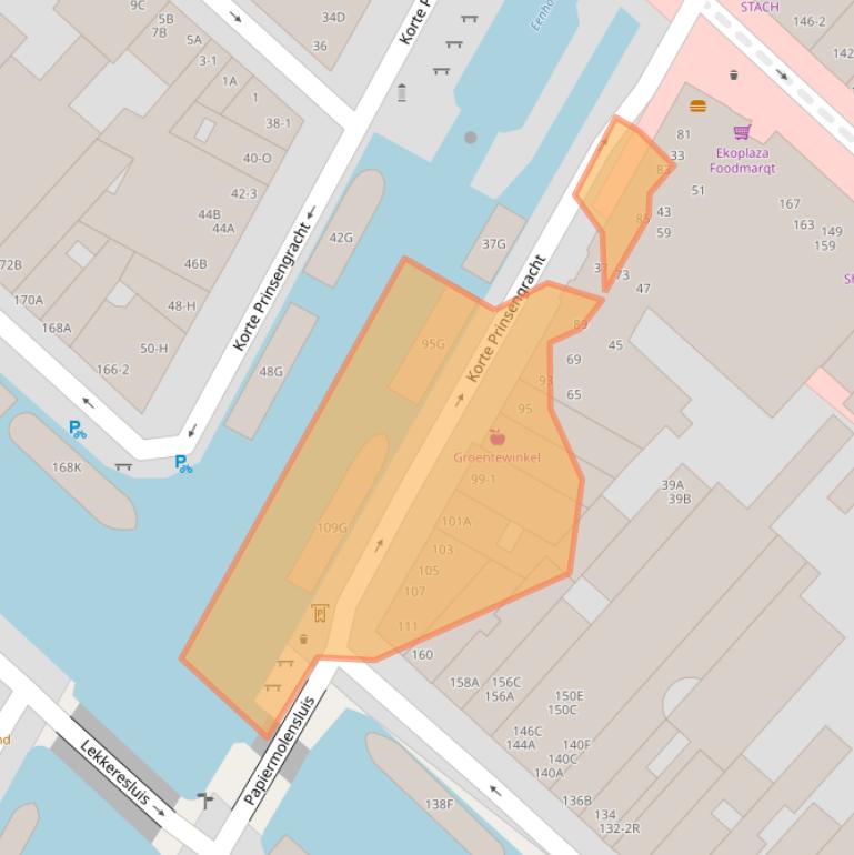 Kaart van postcodegebied 1013GR.