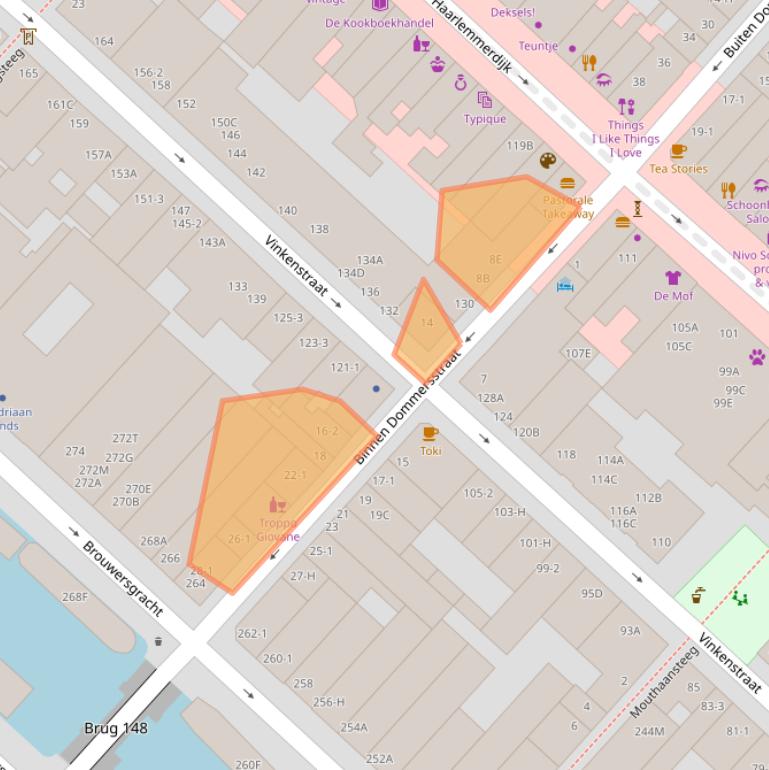 Kaart van postcodegebied 1013HL.