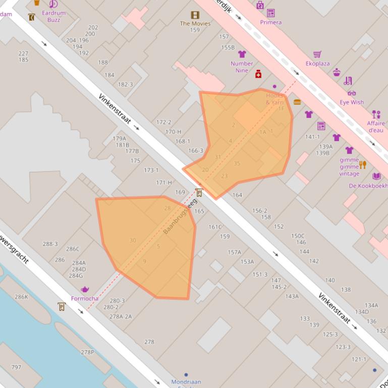 Kaart van postcodegebied 1013HM.