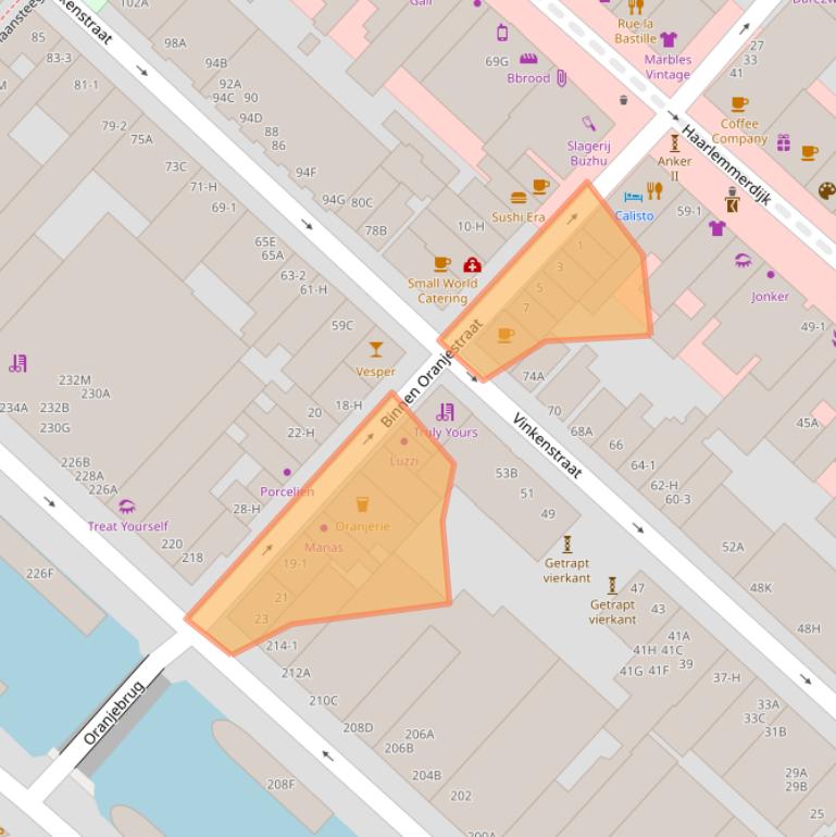 Kaart van postcodegebied 1013HZ.