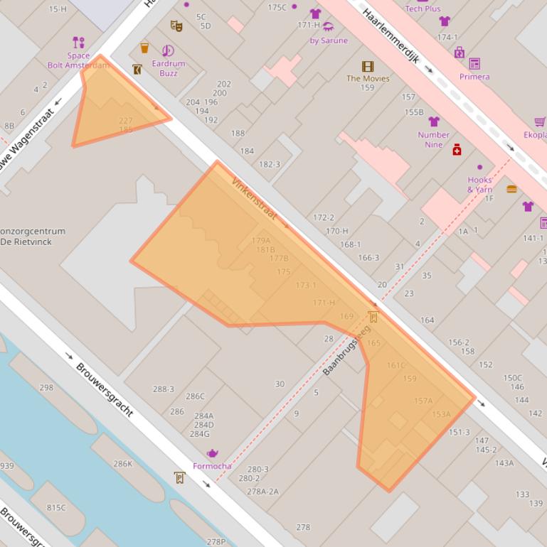 Kaart van postcodegebied 1013JR.