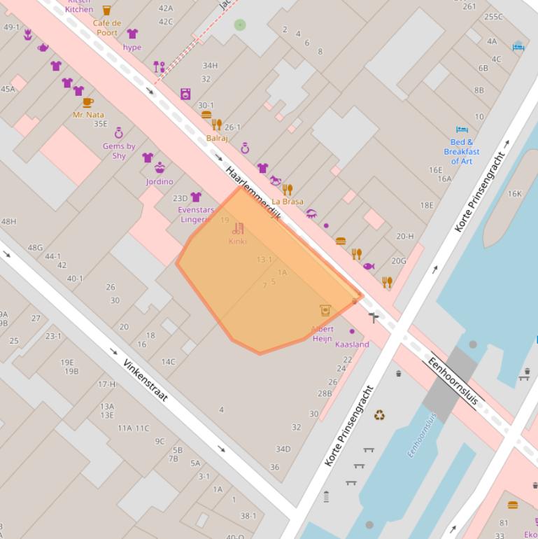 Kaart van postcodegebied 1013JZ.