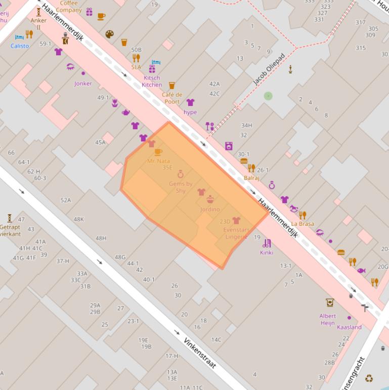 Kaart van postcodegebied 1013KA.