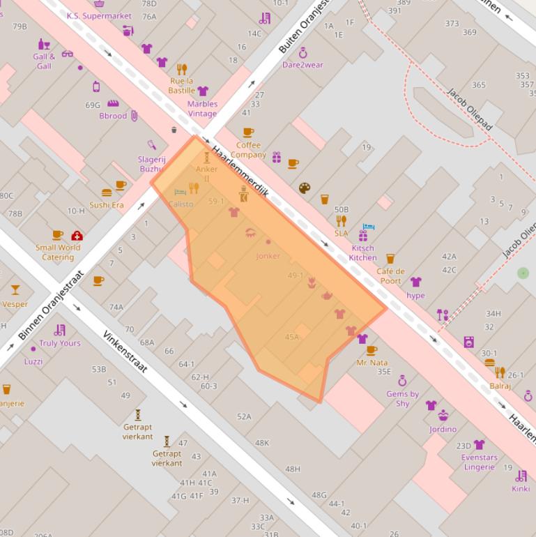 Kaart van postcodegebied 1013KB.