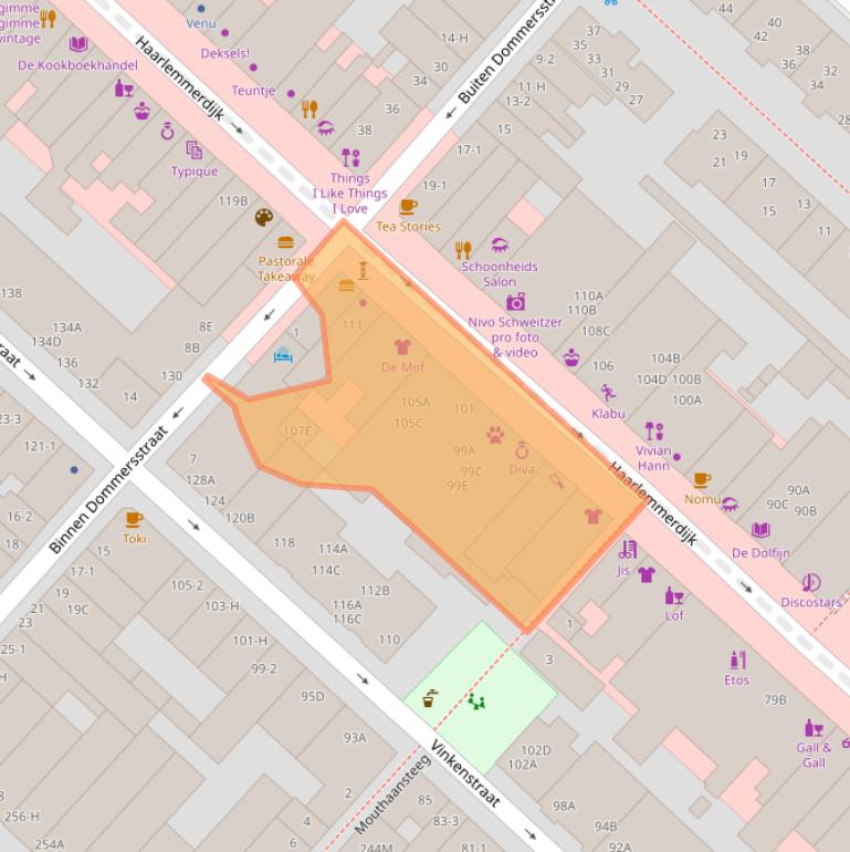 Kaart van postcodegebied 1013KD.