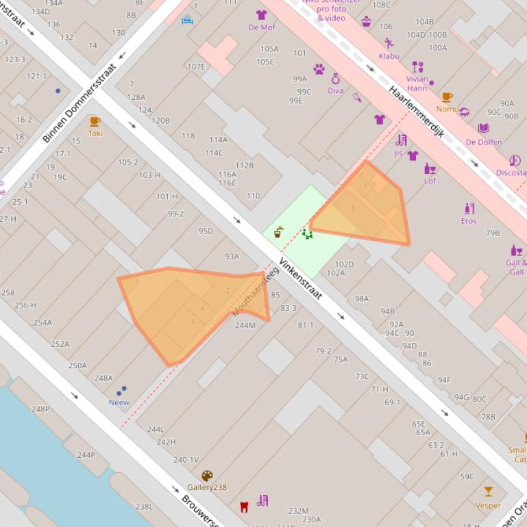 Kaart van postcodegebied 1013KJ.