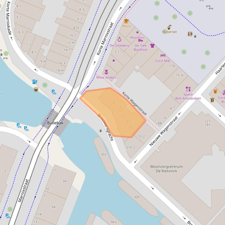 Kaart van postcodegebied 1013KL.