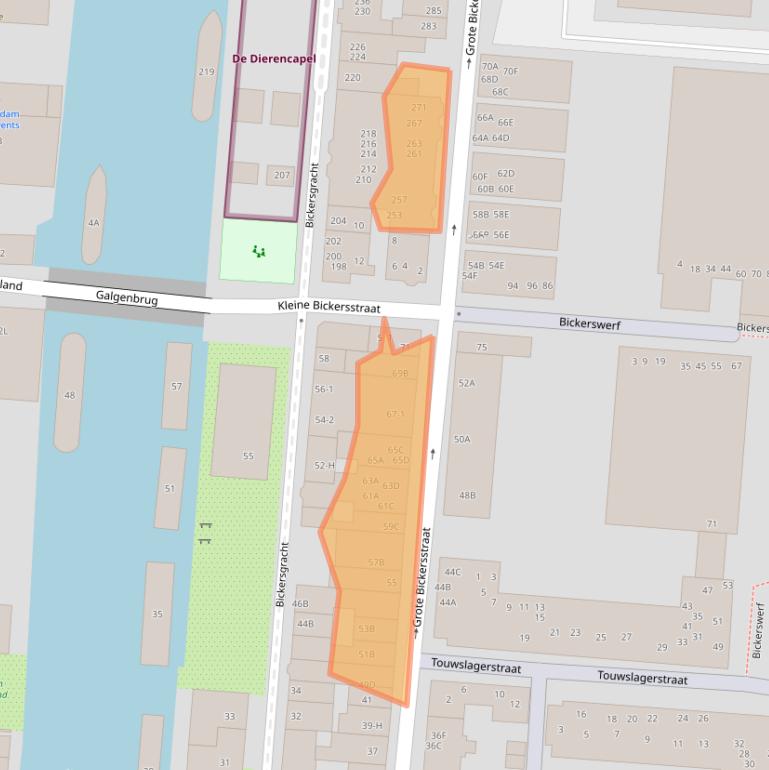 Kaart van postcodegebied 1013KP.