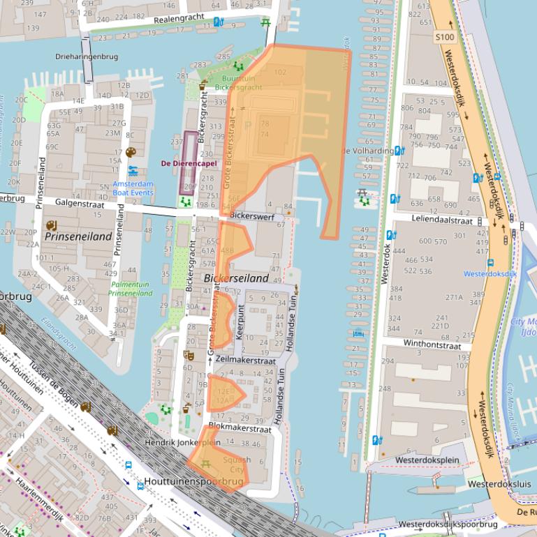 Kaart van postcodegebied 1013KS.