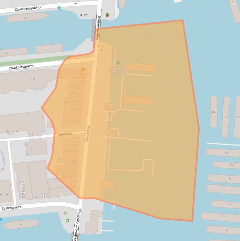 Kaart van postcodegebied 1013KT.