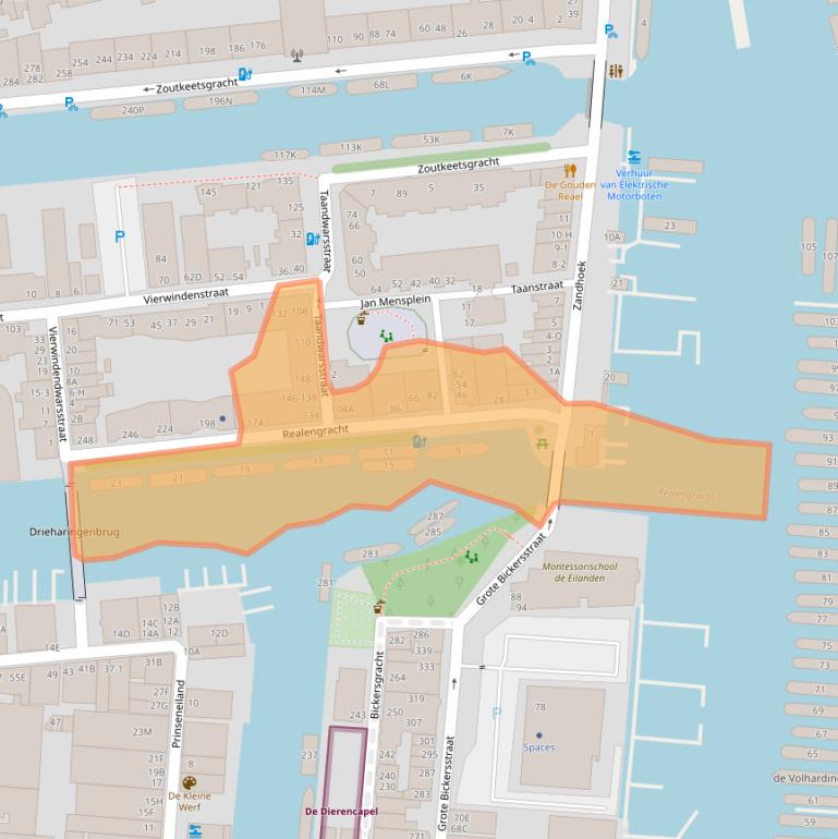 Kaart van postcodegebied 1013KW.