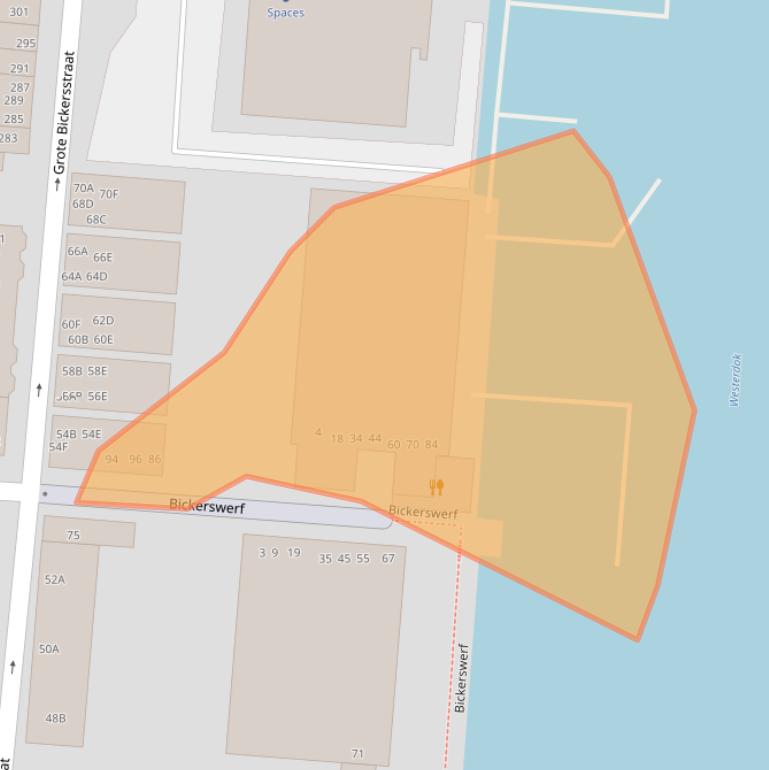 Kaart van postcodegebied 1013KX.