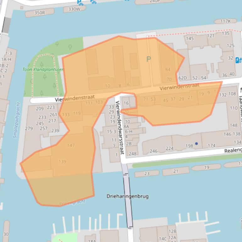 Kaart van postcodegebied 1013LA.