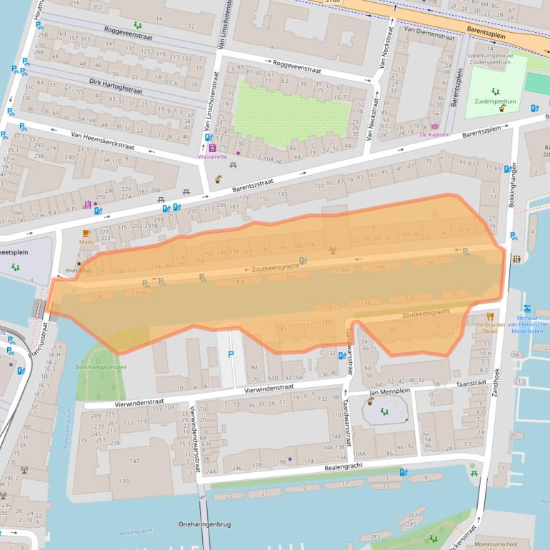 Kaart van postcodegebied 1013LC.