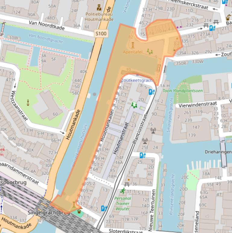 Kaart van postcodegebied 1013LD.