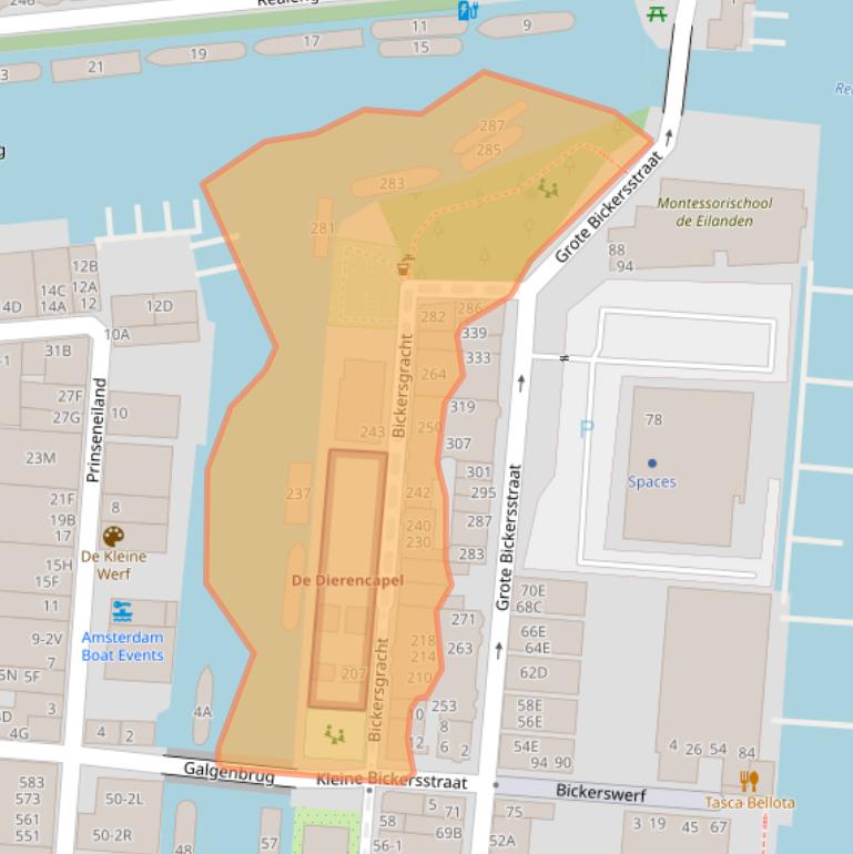 Kaart van postcodegebied 1013LH.