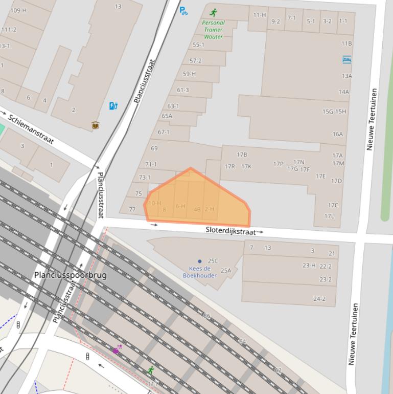 Kaart van postcodegebied 1013LZ.