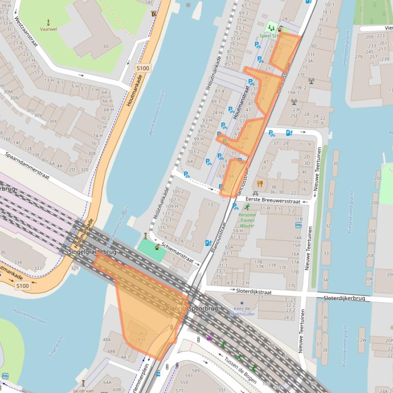 Kaart van postcodegebied 1013MH.