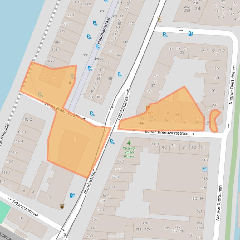 Kaart van postcodegebied 1013MK.