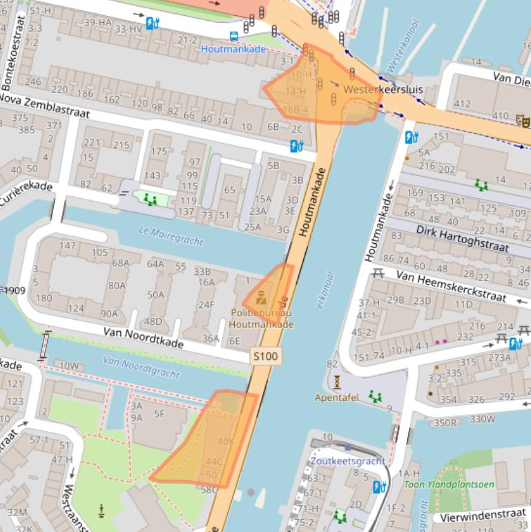 Kaart van postcodegebied 1013MX.