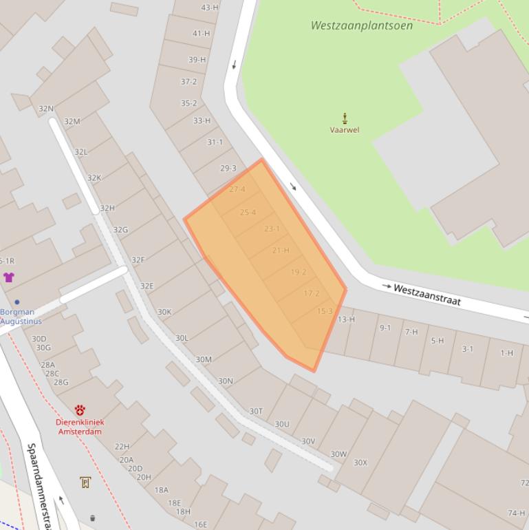 Kaart van postcodegebied 1013NC.