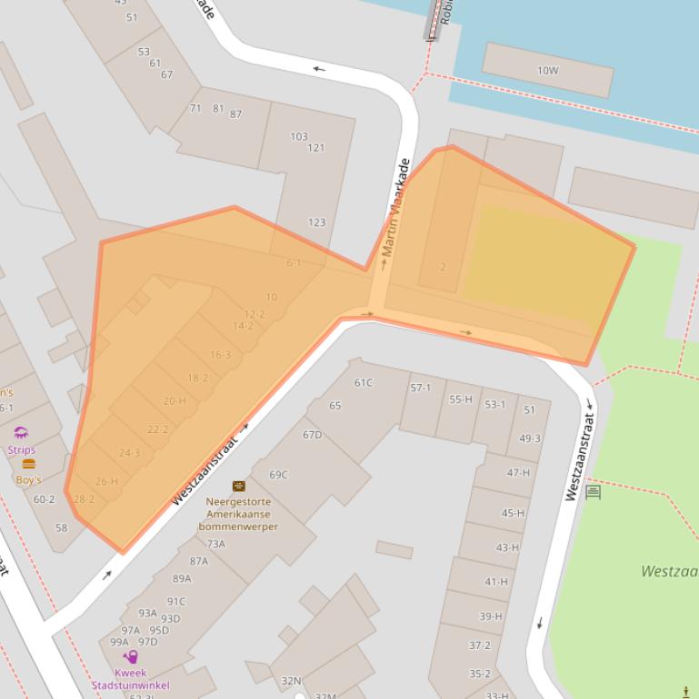 Kaart van postcodegebied 1013NG.