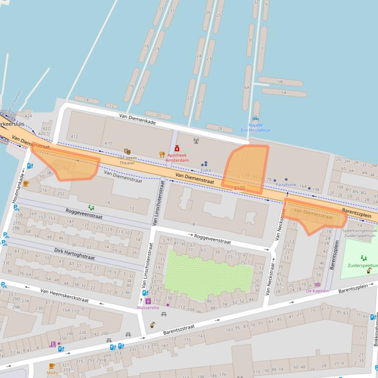 Kaart van postcodegebied 1013NH.