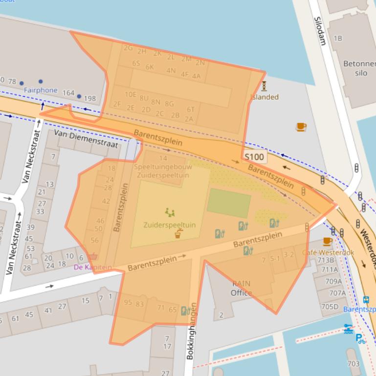 Kaart van postcodegebied 1013NJ.