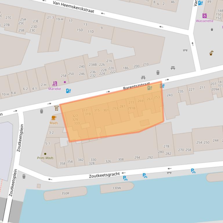 Kaart van postcodegebied 1013NN.