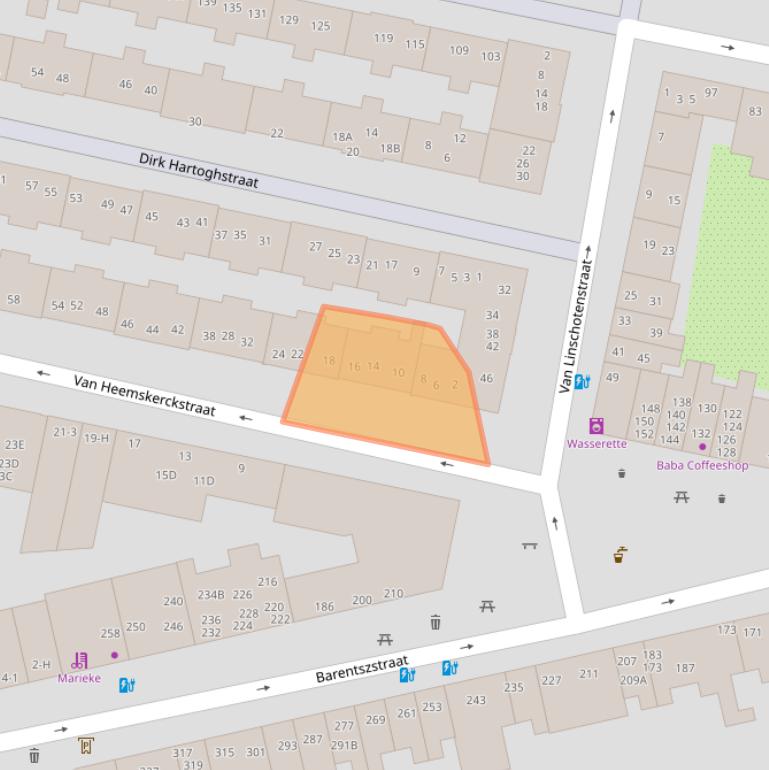 Kaart van postcodegebied 1013NX.