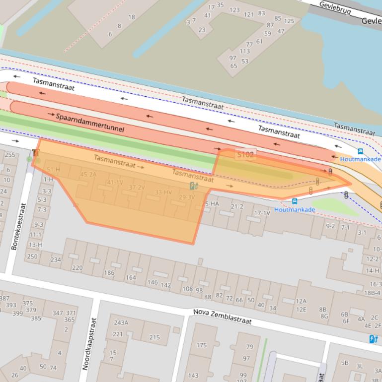 Kaart van postcodegebied 1013PX.