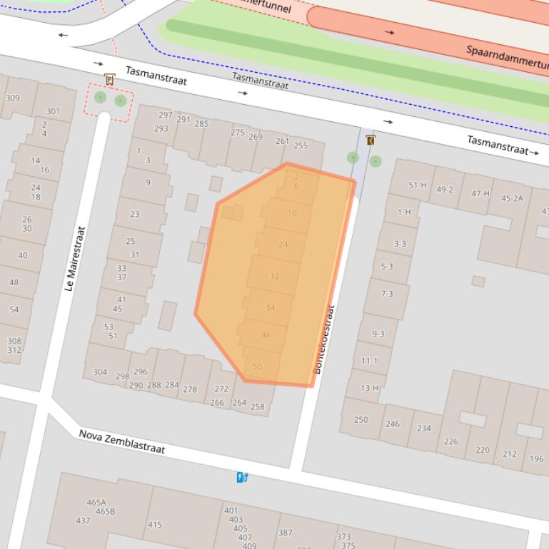 Kaart van postcodegebied 1013RC.
