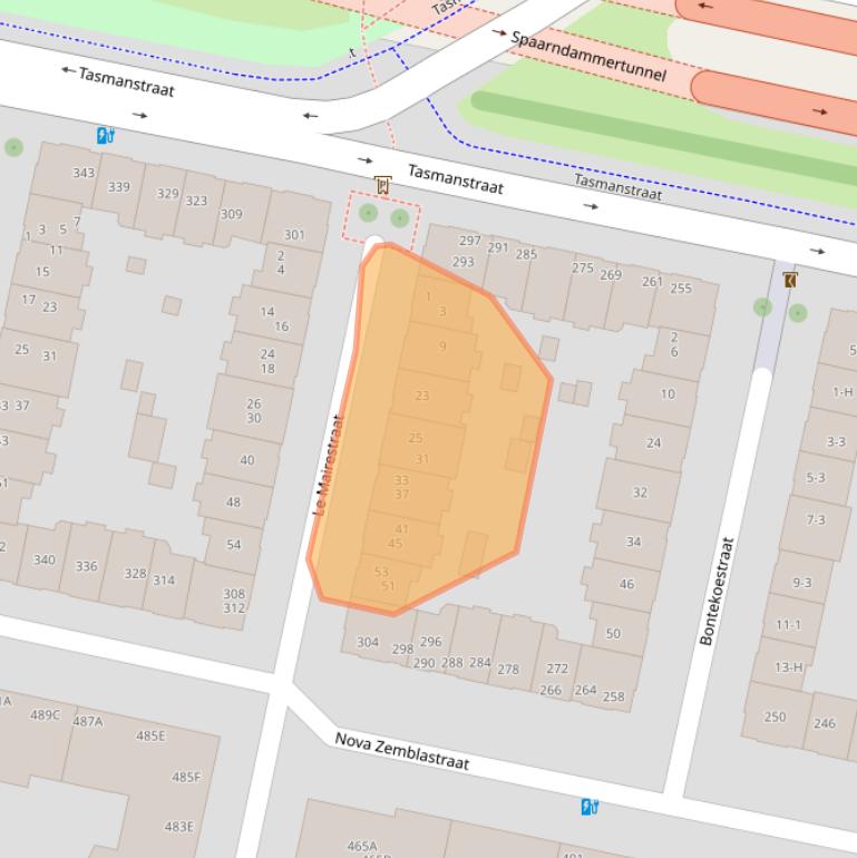 Kaart van postcodegebied 1013RD.