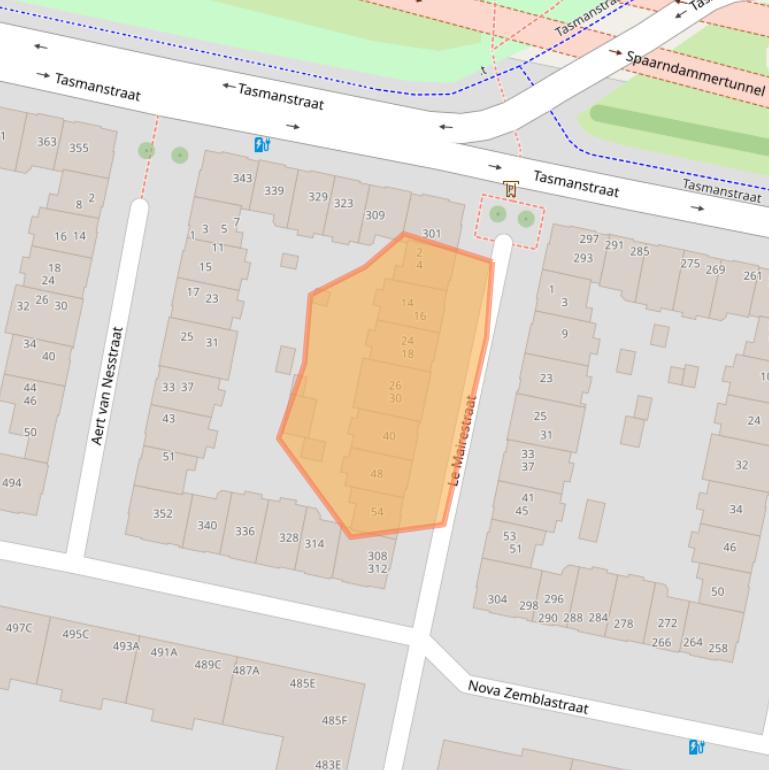 Kaart van postcodegebied 1013RE.