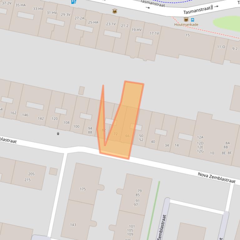 Kaart van postcodegebied 1013RN.