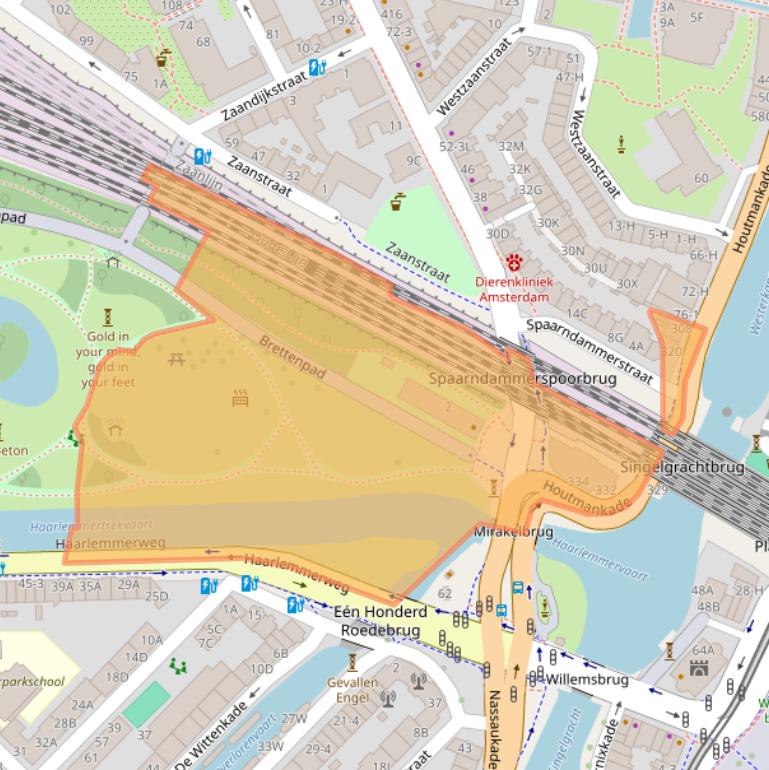 Kaart van postcodegebied 1013RR.