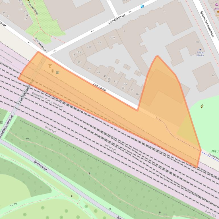 Kaart van postcodegebied 1013RS.