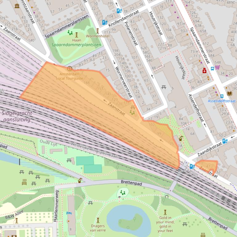 Kaart van postcodegebied 1013RW.