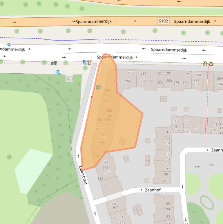 Kaart van postcodegebied 1013SH.