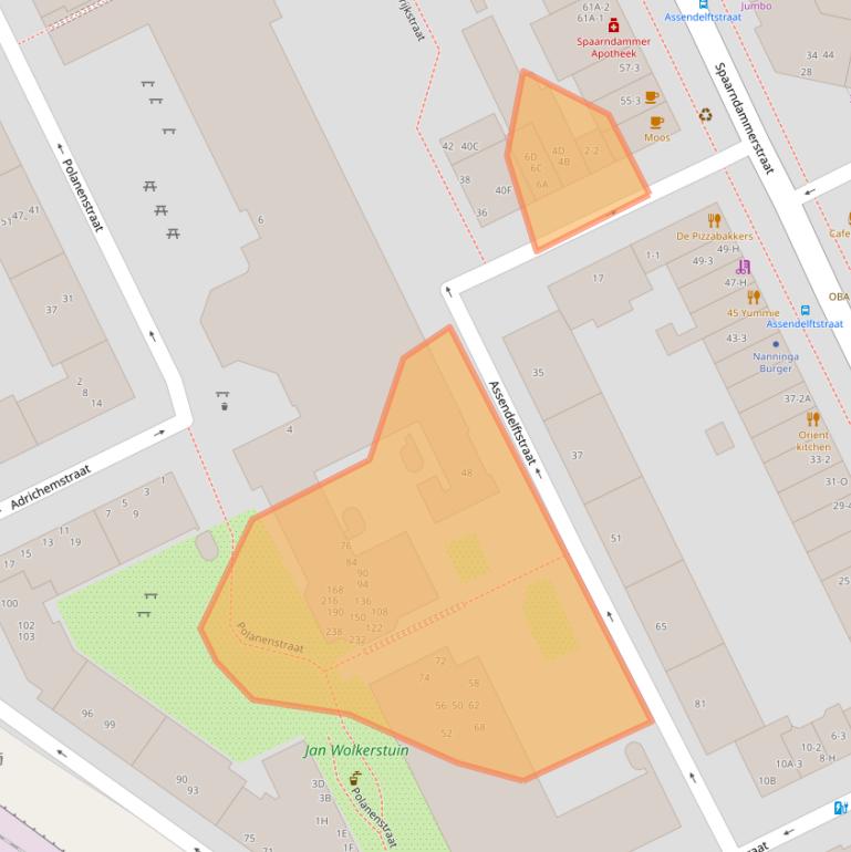 Kaart van postcodegebied 1013SP.