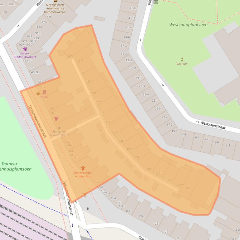 Kaart van postcodegebied 1013SW.