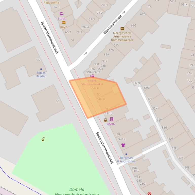 Kaart van postcodegebied 1013SX.