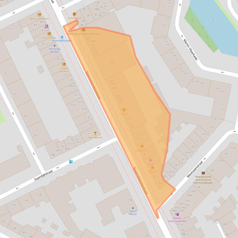 Kaart van postcodegebied 1013SZ.
