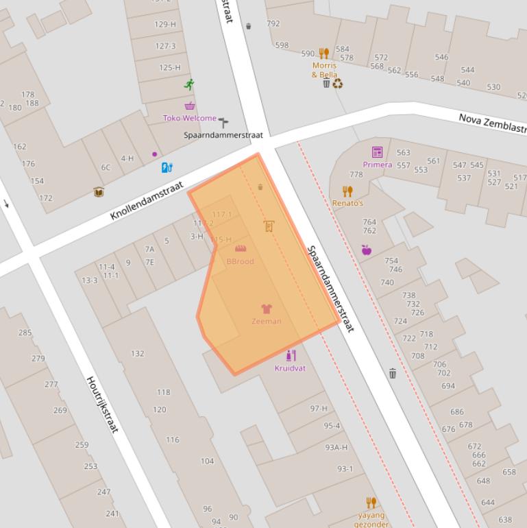 Kaart van postcodegebied 1013TD.