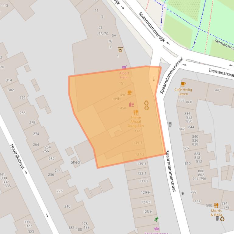 Kaart van postcodegebied 1013TG.