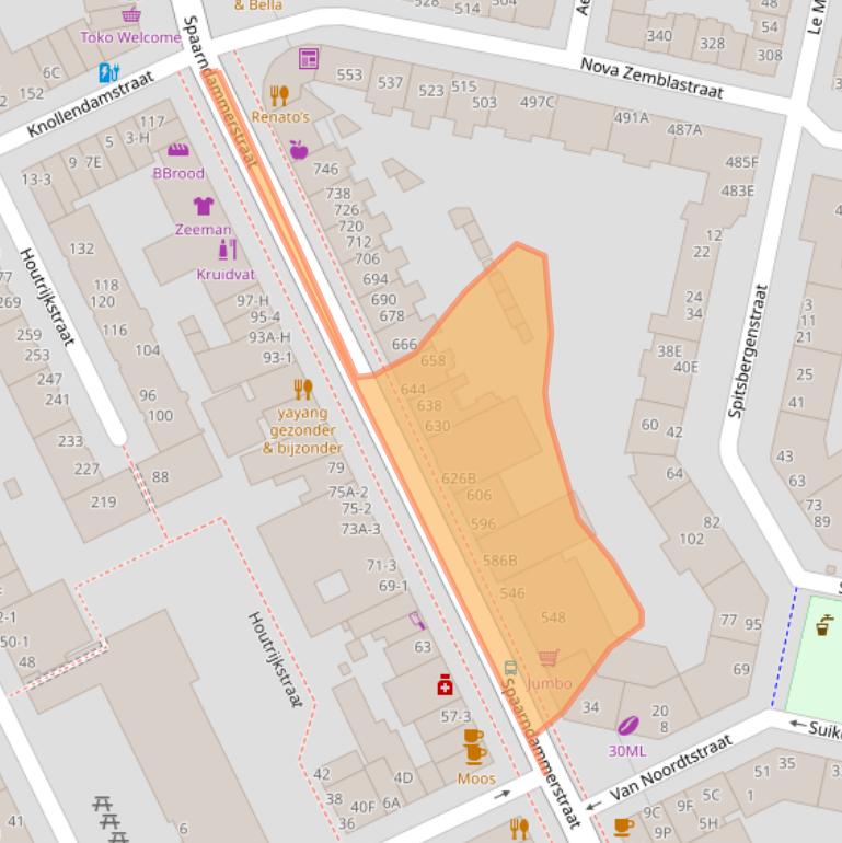 Kaart van postcodegebied 1013TH.