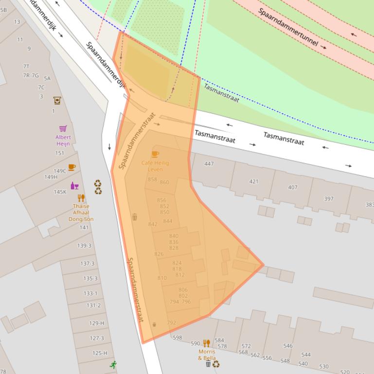 Kaart van postcodegebied 1013TK.