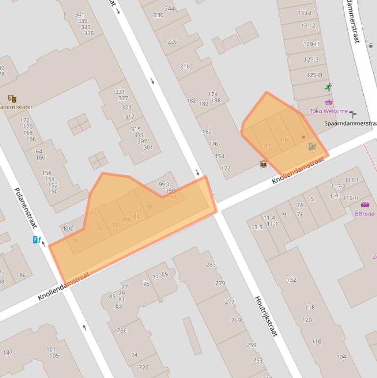 Kaart van postcodegebied 1013TN.